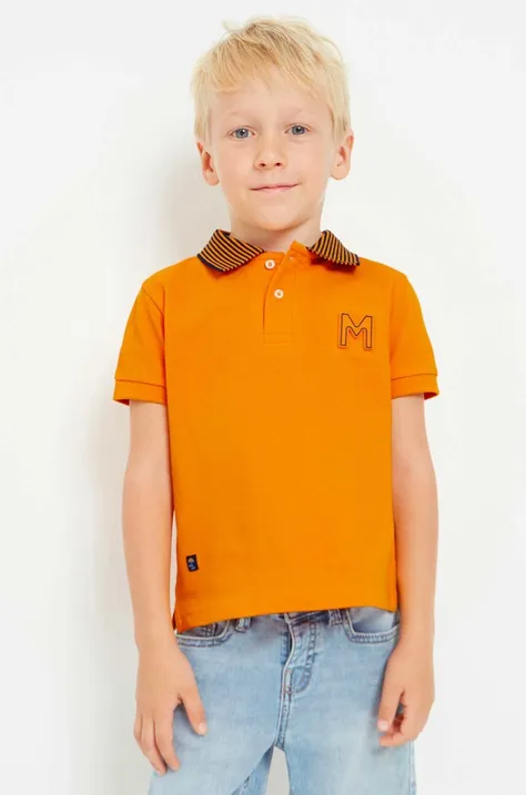 Дитяче поло Mayoral колір помаранчевий з принтом
