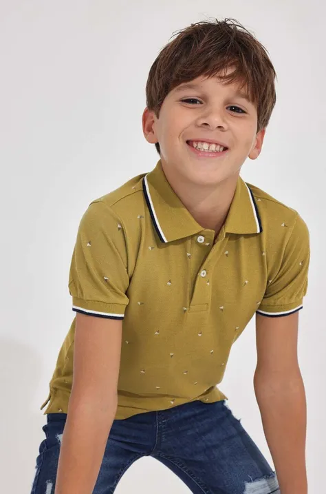 Παιδικό πουκάμισο πόλο Mayoral χρώμα: πράσινο