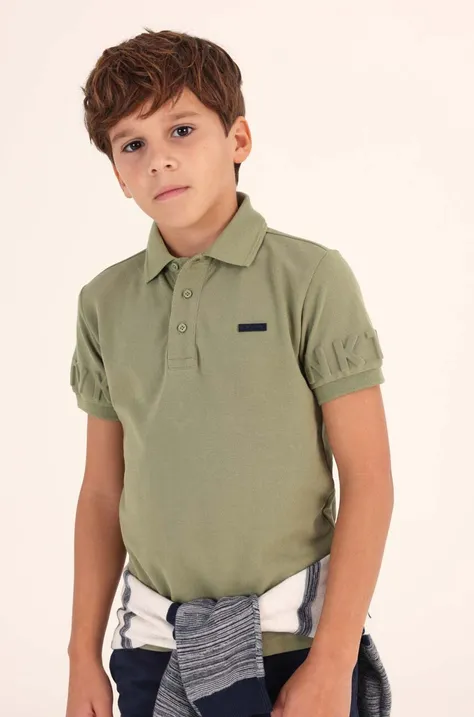 Mayoral tricou polo copii culoarea verde, neted