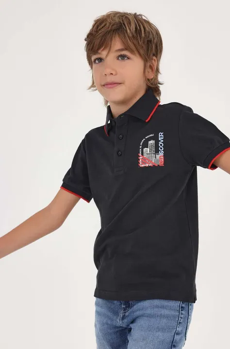 Mayoral tricouri polo din bumbac pentru copii culoarea gri, cu imprimeu
