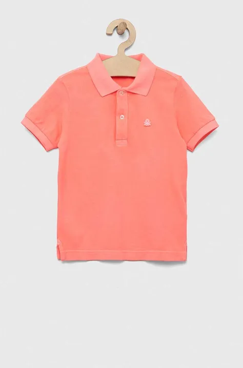 Pamučna polo majica United Colors of Benetton boja: ljubičasta, glatki model
