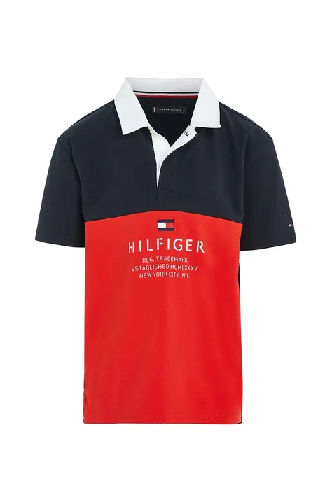 Παιδικό πουκάμισο πόλο Tommy Hilfiger χρώμα: κόκκινο