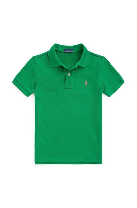 Детское хлопковое поло Polo Ralph Lauren цвет зелёный однотонное