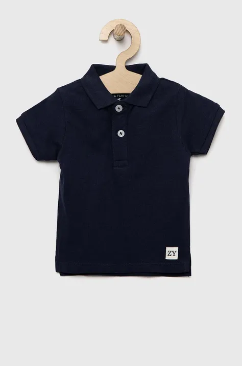 Дитяча бавовняна футболка поло zippy колір синій однотонний