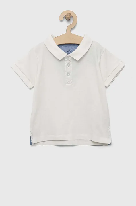 Detské polo tričko zippy biela farba, jednofarebný