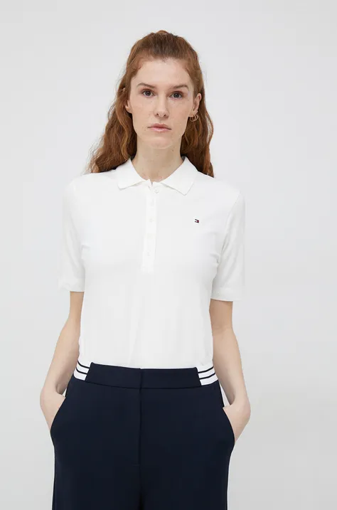 Polo majica Tommy Hilfiger za žene, boja: bijela