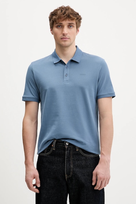 HUGO polo de bumbac Donos222 culoarea bleumarin, uni, 50466182