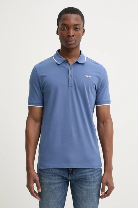 HUGO tricou polo bărbați, culoarea negru, uni, 50467344