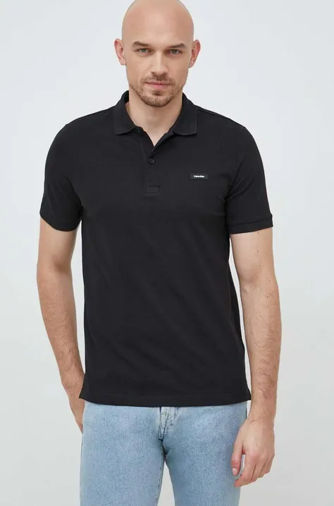 Polo tričko Calvin Klein pánske,čierna farba,jednofarebné,K10K111196