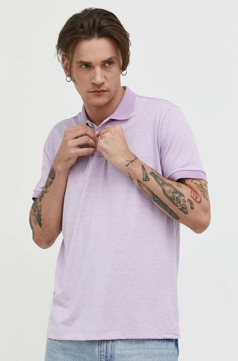 Abercrombie & Fitch tricou polo barbati, culoarea violet, melanj