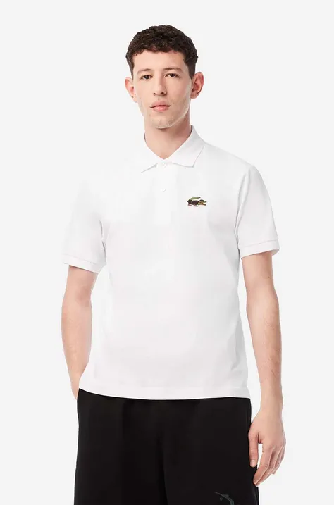 Памучна тениска с яка Lacoste x Netflix в бяло с апликация