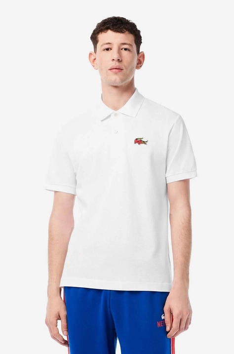 Lacoste pamut póló x Netflix fehér, nyomott mintás