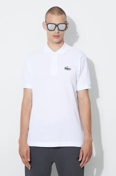 Pamučna polo majica Lacoste x Netflix boja: bijela, s aplikacijom, PH7057-VIR