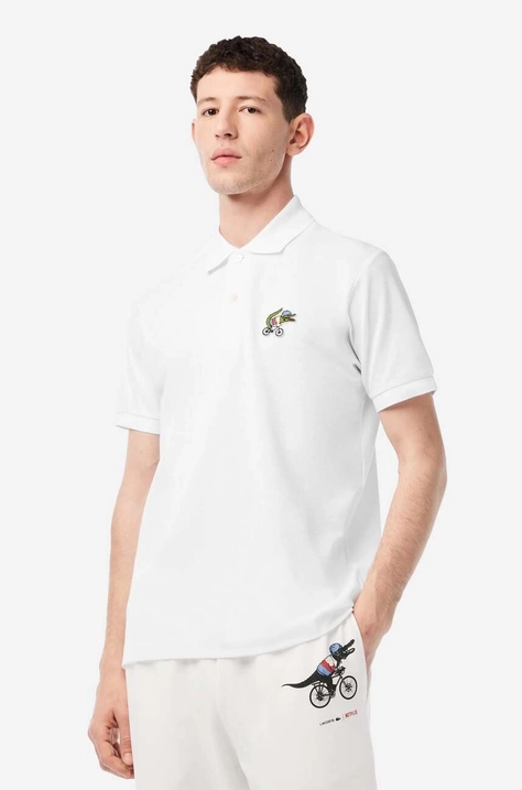 Lacoste polo de bumbac x Netflix culoarea bej, cu imprimeu PH7057-VIR