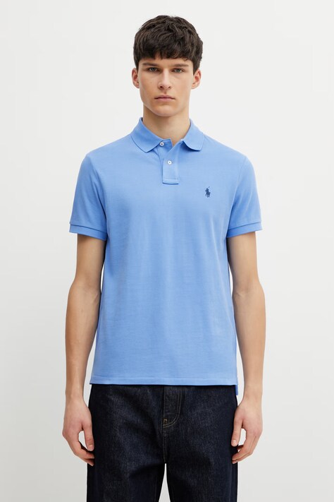 Polo Ralph Lauren cotton polo shirt blue color smooth