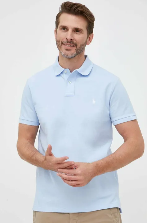 Pamučna polo majica Polo Ralph Lauren boja: tirkizna, jednobojni model, 710782592
