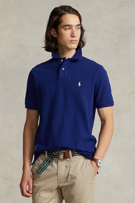 Polo Ralph Lauren polo bawełniane kolor granatowy gładki 710782592
