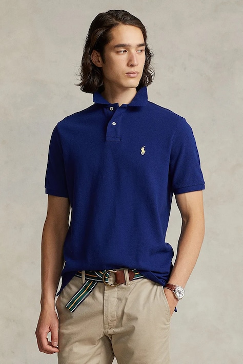 Polo Ralph Lauren polo bawełniane kolor granatowy gładki 710782592