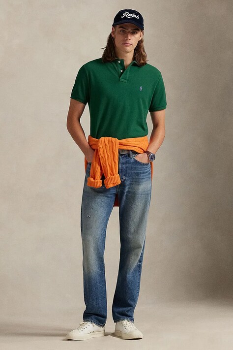 Polo Ralph Lauren polo bawełniane kolor zielony gładki 710782592