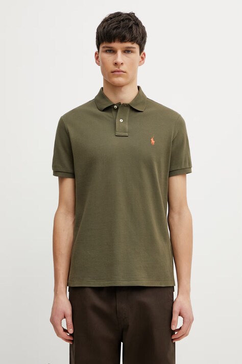 Хлопковое поло Polo Ralph Lauren цвет чёрный однотонное 710782592