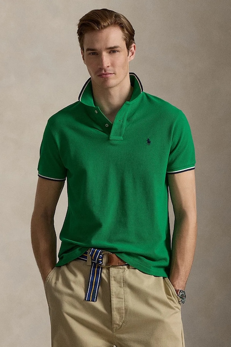 Polo Ralph Lauren polo bawełniane kolor zielony gładki 710842621