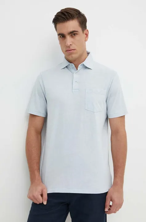 Тениска с яка лен Polo Ralph Lauren в тюркоазено с изчистен дизайн 710900790