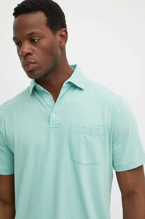 Polo tričko s lněnou směsí Ralph Lauren zelená barva, 710900790