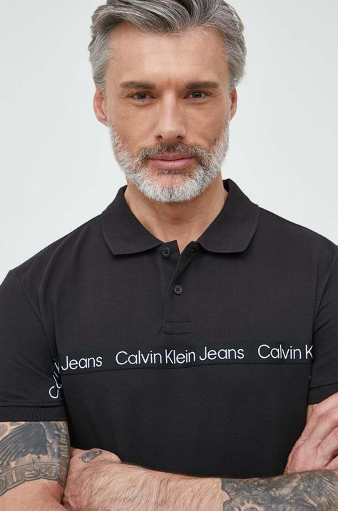 Тениска с яка Calvin Klein Jeans