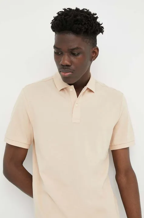 Polo majica G-Star Raw za muškarce, boja: bež, glatki model