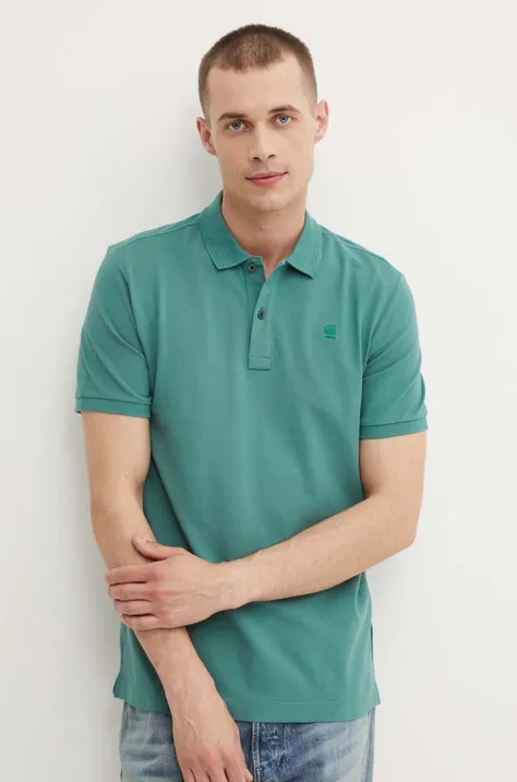 Polo tričko G-Star Raw pánsky, zelená farba, jednofarebný