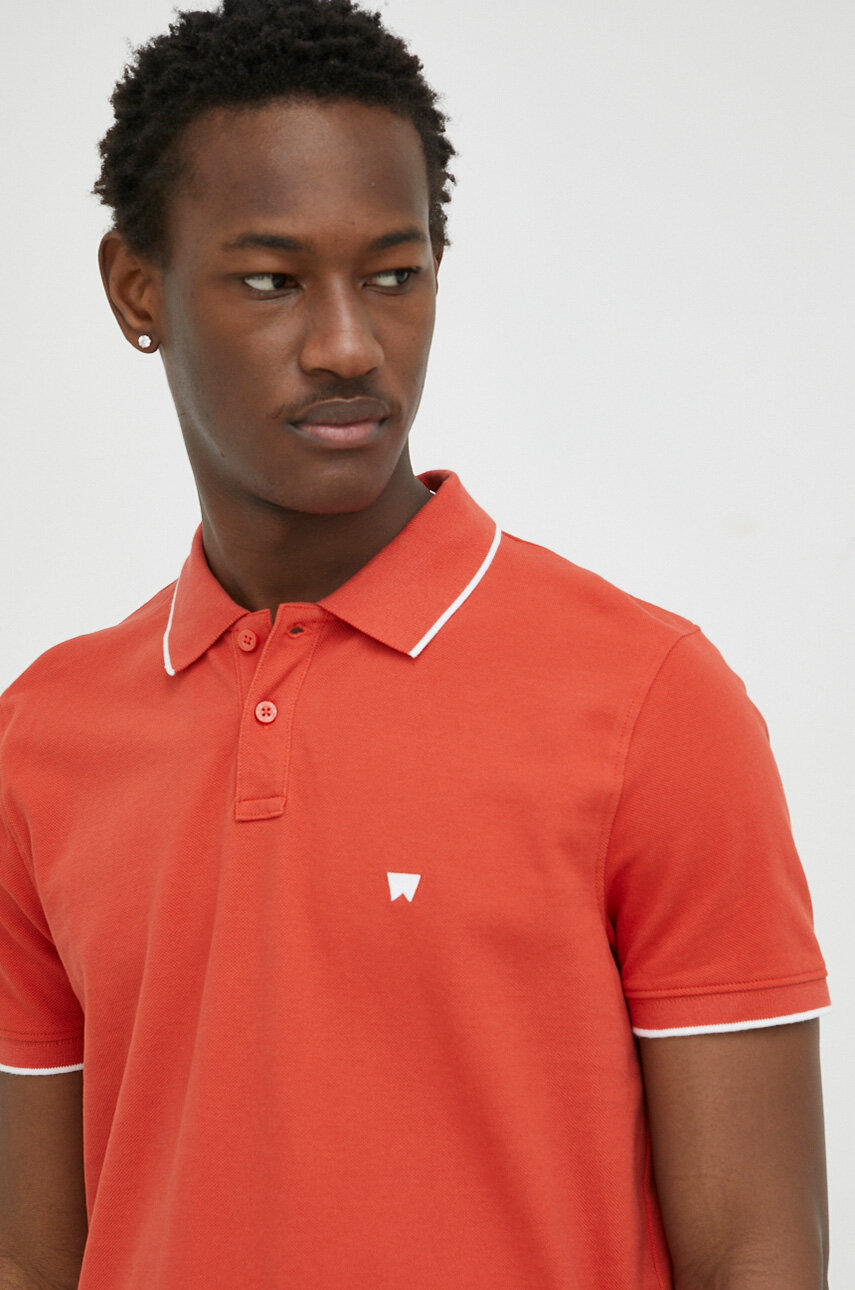 Wrangler polo bawełniane kolor pomarańczowy z aplikacją