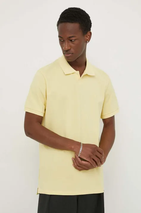 Βαμβακερό μπλουζάκι πόλο Les Deux χρώμα: κίτρινο