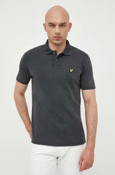 Βαμβακερό μπλουζάκι πόλο Lyle & Scott χρώμα: μαύρο