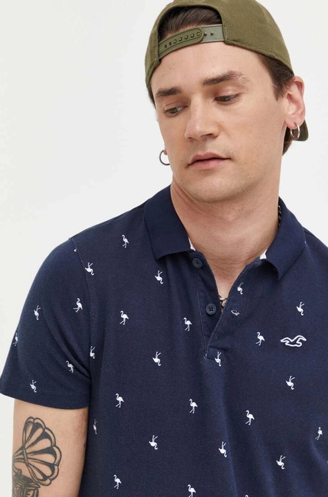 Hollister Co. polo męski kolor granatowy wzorzysty