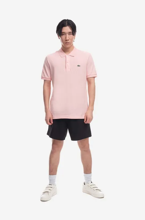 Pamučna polo majica Lacoste boja: ružičasta, glatki model
