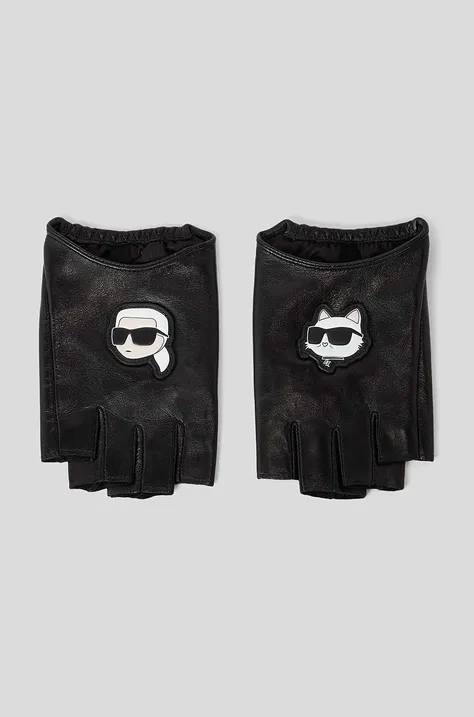 Dječje rukavice bez prstiju Karl Lagerfeld za žene, boja: crna