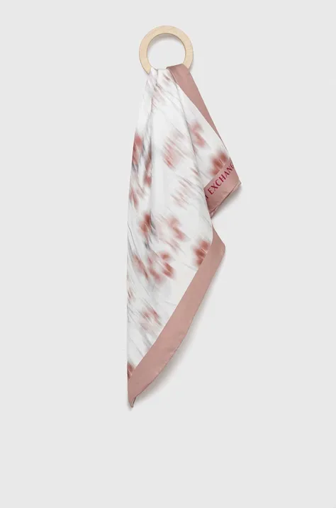 Копринено шалче Armani Exchange в розово с десен