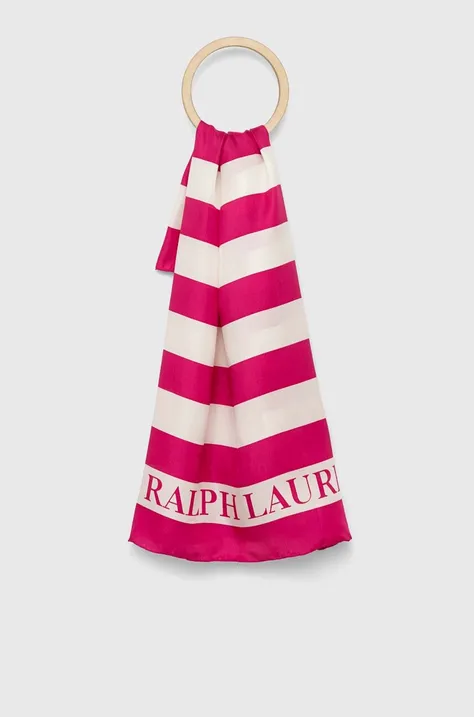Lauren Ralph Lauren chusta jedwabna kolor różowy wzorzysta