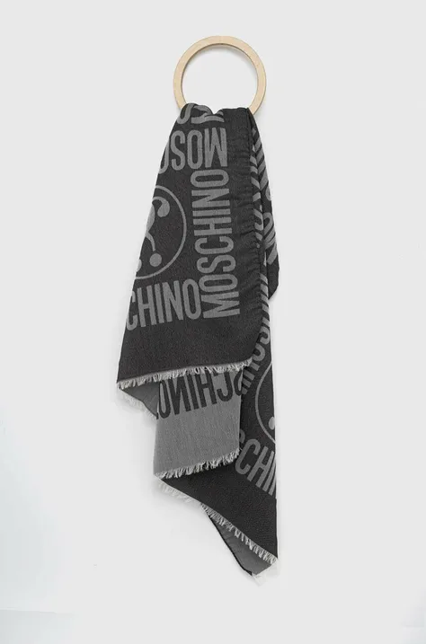Šál Moschino pánsky, čierna farba, vzorovaný