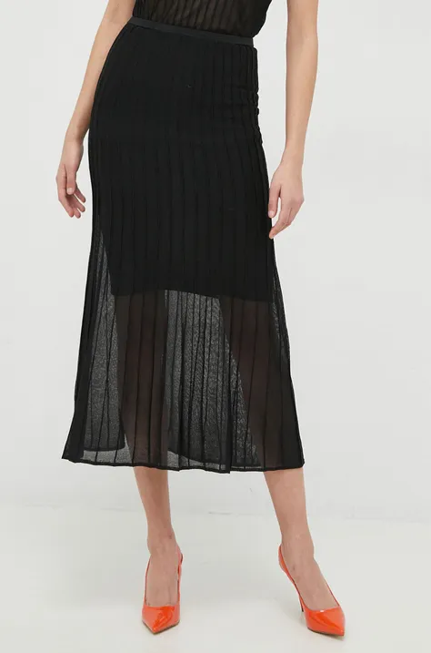 Sukňa Calvin Klein čierna farba, maxi, puzdrová
