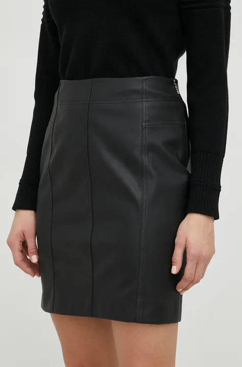 Sukňa BOSS čierna farba, mini, rovný strih
