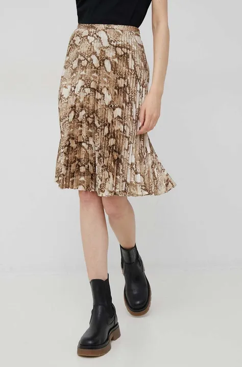 Lauren Ralph Lauren spódnica kolor brązowy mini rozkloszowana