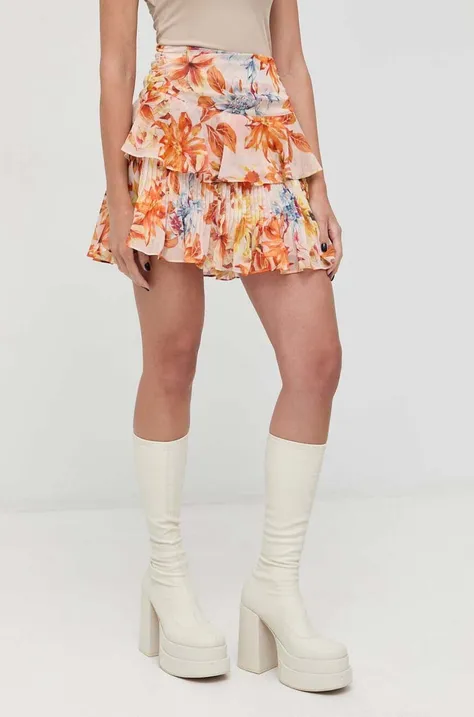 Suknja Guess boja: narančasta, mini, širi se prema dolje