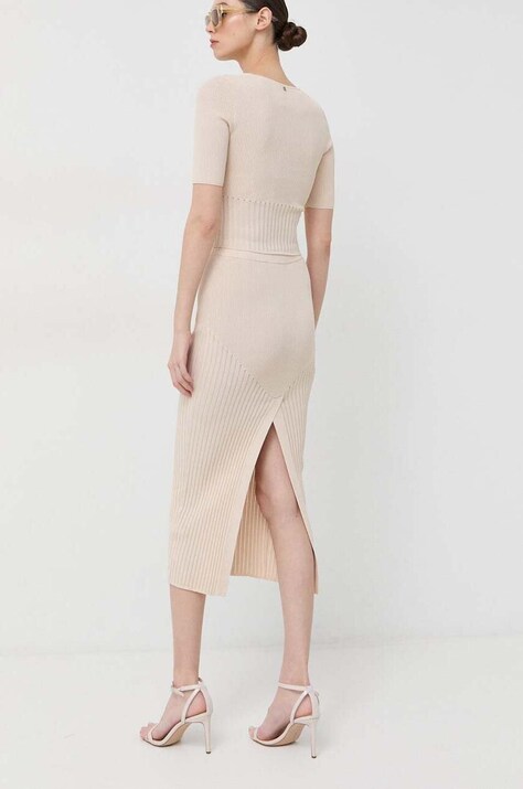Guess fusta culoarea bej, midi, creion