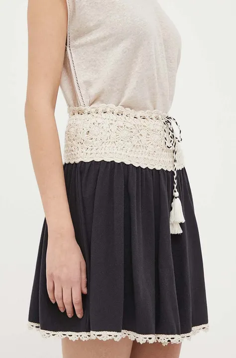 Bavlnená sukňa Pepe Jeans Orianna čierna farba, mini, áčkový strih
