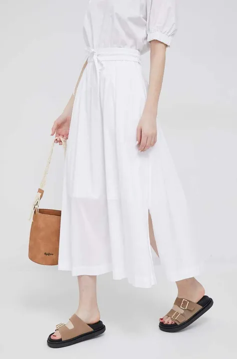 Suknja Dkny boja: bijela, maxi, širi se prema dolje