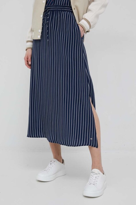 Tommy Hilfiger spódnica kolor granatowy midi rozkloszowana