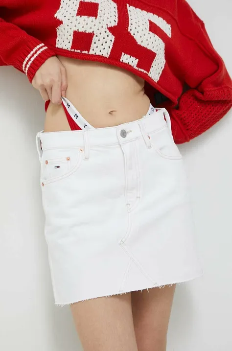 Τζιν φούστα Tommy Jeans χρώμα: άσπρο
