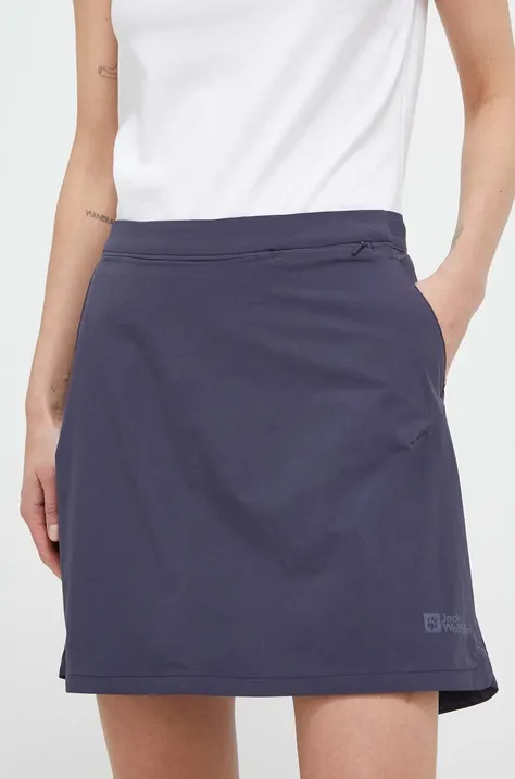 Sportska suknja Jack Wolfskin Hilltop boja: tamno plava, mini, ravna