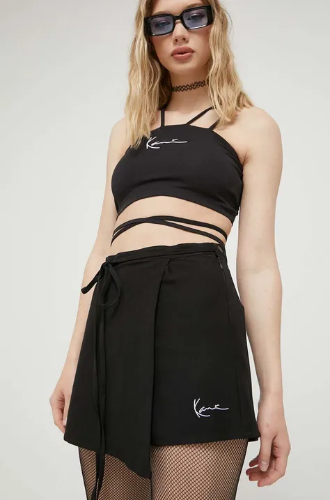 Karl Kani szorty damskie kolor czarny z aplikacją high waist